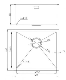 Мойка для кухни Milacio Denia 48 Steel MC.77440 нержавеющая сталь